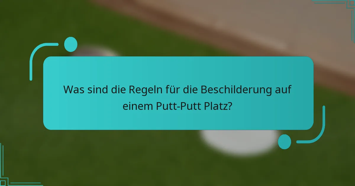 Was sind die Regeln für die Beschilderung auf einem Putt-Putt Platz?